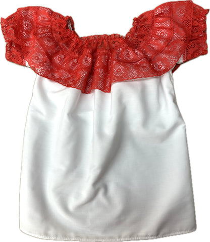 Childrens Round Neck Lace Blouse