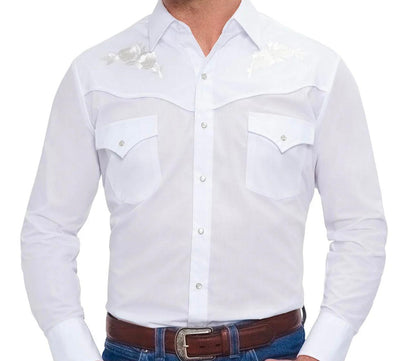 ELY Mens Embroidered Rose Western Shirt