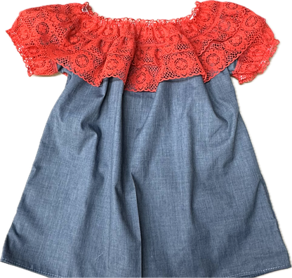 Childrens Round Neck Lace Blouse