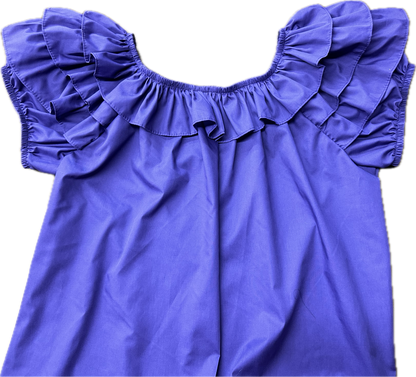 A Triple Ruffle Blouse by Square Up Fashions with ruffles on the shoulders. Easy returns.