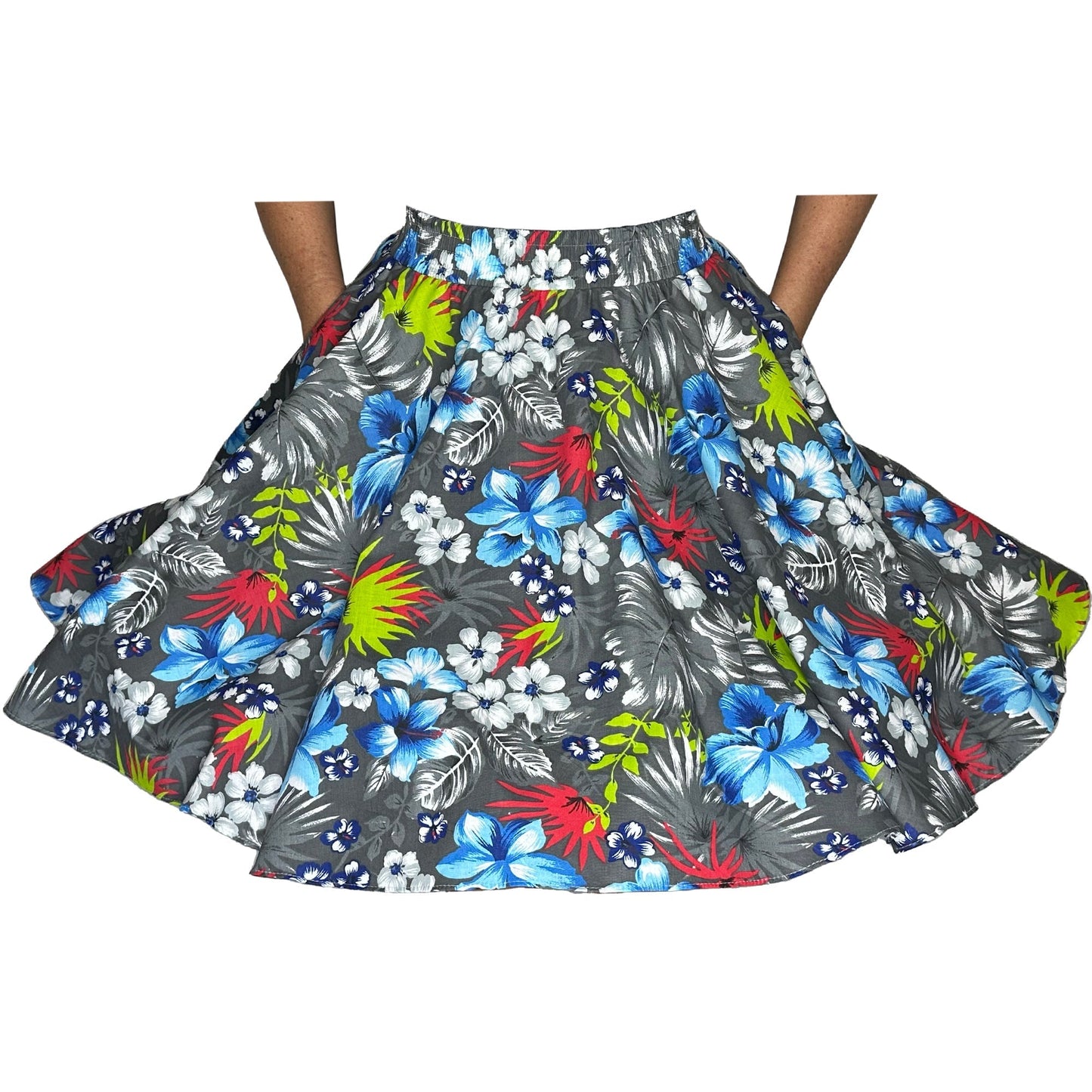 Square Up Fashions' Tropical Hawaiian Square Dance Skirt with tropical palm leaves.