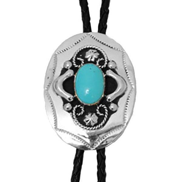 Silver Bolo Tie with Turquoise Stone, Bolo Ties - Square Up Fashions