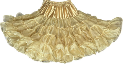 A Square Up Fashions Crystal Petticoat on a white background made of crystal fabric.